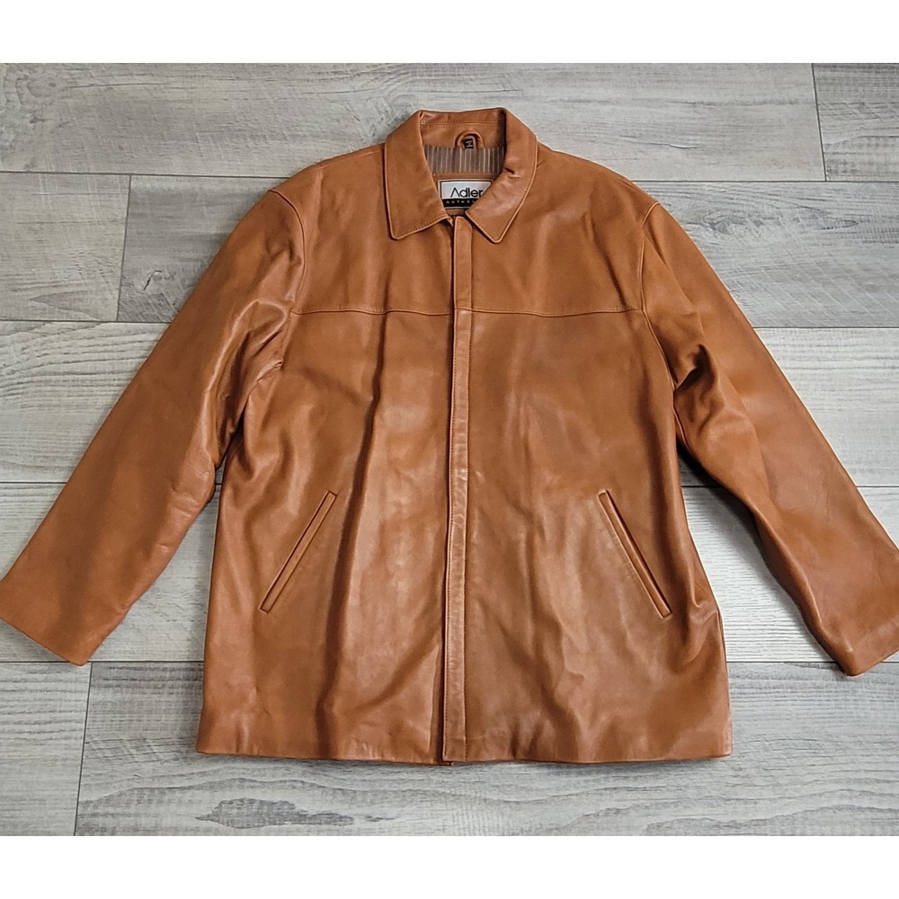 🤎VTG Adler Authentic Leather Jacket Mens 2XL New Zealand Lambskin Car Coat Y2K